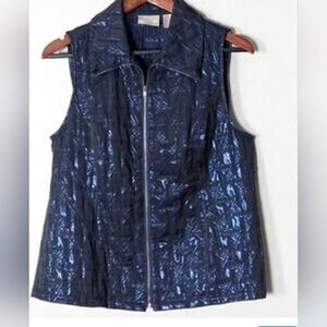Chico's Elegant Dark Blue Textured Vest